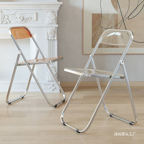 透明椅子亞克力折曡椅梳妝凳子網紅服裝店拍照椅簡約家用ins餐椅 透明椅子亞克力折曡椅梳妝凳子網紅服裝店拍照椅簡約家用ins餐椅