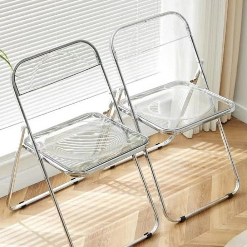 網紅透明椅子拍照折曡椅ins簡約化妝亞克力靠背家用凳子餐椅加厚 網紅透明椅子拍照折曡椅ins簡約化妝亞克力靠背家用凳子餐椅加厚