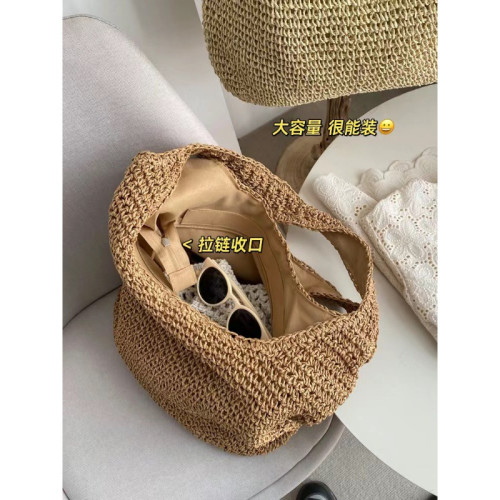 側面cm單肩大容量斜背草包女夏帆布袋海邊度假沙灘編織包包草編包