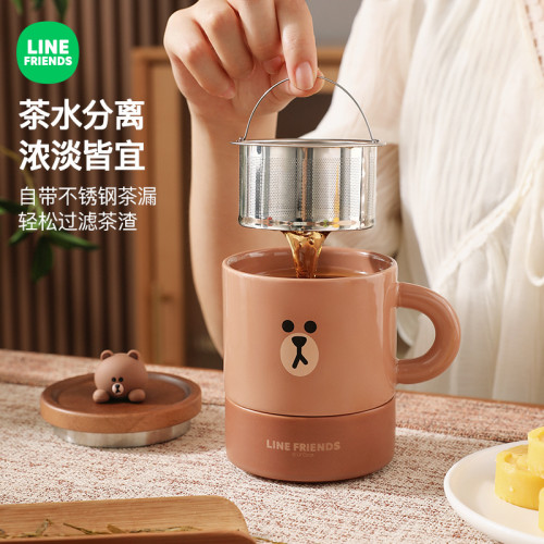 布朗熊陶瓷茶杯套裝高級感茶水分離泡茶杯子辦公室帶過濾茶漏水杯 布朗熊陶瓷茶杯套裝高級感茶水分離泡茶杯子辦公室帶過濾茶漏水杯