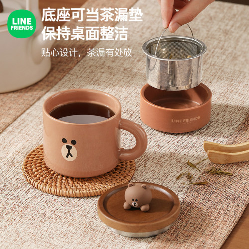 布朗熊陶瓷茶杯套裝高級感茶水分離泡茶杯子辦公室帶過濾茶漏水杯 布朗熊陶瓷茶杯套裝高級感茶水分離泡茶杯子辦公室帶過濾茶漏水杯