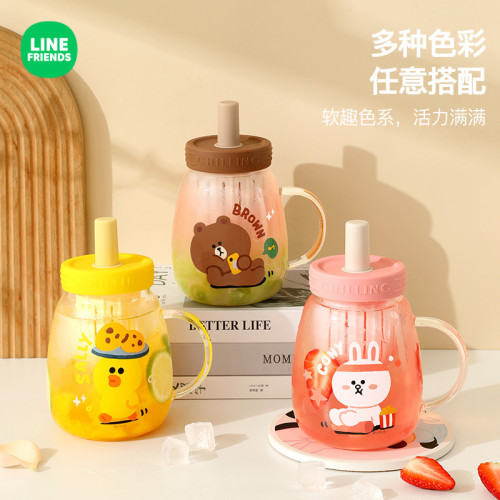LINE FRIENDS玻璃杯茶水分離水杯大容量泡茶杯高顔值女吸管直飲杯 LINE FRIENDS玻璃杯茶水分離水杯大容量泡茶杯高顔值女吸管直飲杯