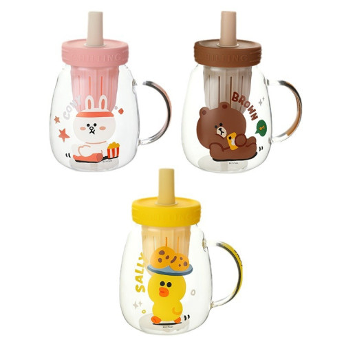 LINE FRIENDS玻璃杯茶水分離水杯大容量泡茶杯高顔值女吸管直飲杯 LINE FRIENDS玻璃杯茶水分離水杯大容量泡茶杯高顔值女吸管直飲杯