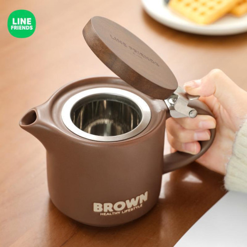 LINE FRIENDS輕奢陶瓷茶壺套裝家用泡茶杯子大容量功夫茶具單壺 LINE FRIENDS輕奢陶瓷茶壺套裝家用泡茶杯子大容量功夫茶具單壺