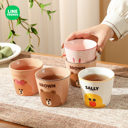 布朗熊陶瓷茶杯套裝功夫茶杯喝茶小杯子高級感主人杯咖啡杯水杯