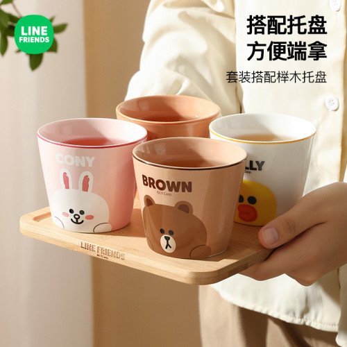 布朗熊陶瓷茶杯套裝功夫茶杯喝茶小杯子高級感主人杯咖啡杯水杯