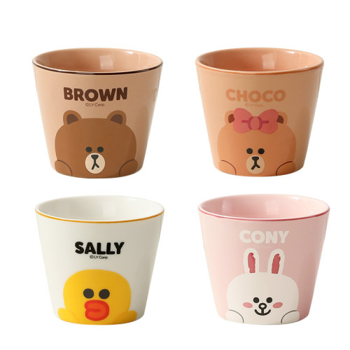 布朗熊陶瓷茶杯套裝功夫茶杯喝茶小杯子高級感主人杯咖啡杯水杯