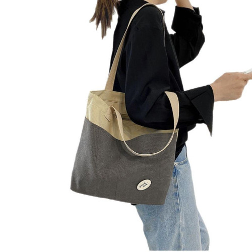 學院風女大學生布袋包女2025新款日系上課包單肩帆布包百搭帆布袋