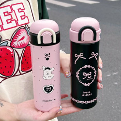 迷你保溫杯2024少女心新款高顔值咖啡杯女可攜式不鏽鋼保冷吸管水杯