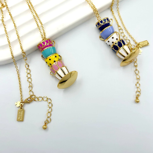 歐美時尚品牌飾品 琺瑯滴釉茶杯咖啡杯項鍊 金屬吊墜 毛衣鏈 飾品 歐美時尚品牌飾品 琺瑯滴釉茶杯咖啡杯項鍊 金屬吊墜 毛衣鏈 飾品