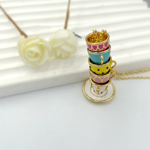歐美時尚品牌飾品 琺瑯滴釉茶杯咖啡杯項鍊 金屬吊墜 毛衣鏈 飾品 歐美時尚品牌飾品 琺瑯滴釉茶杯咖啡杯項鍊 金屬吊墜 毛衣鏈 飾品