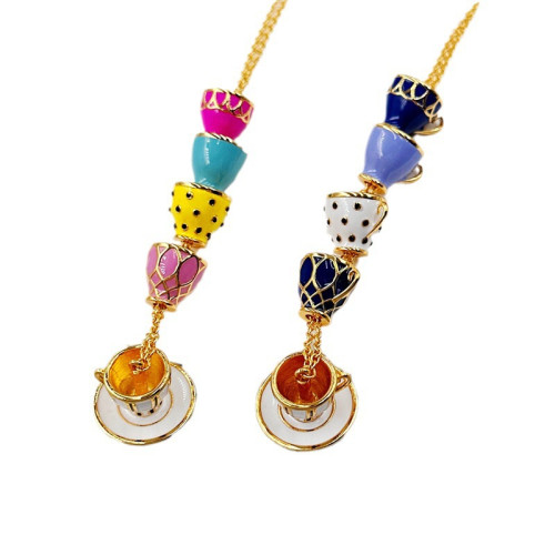 歐美時尚品牌飾品 琺瑯滴釉茶杯咖啡杯項鍊 金屬吊墜 毛衣鏈 飾品 歐美時尚品牌飾品 琺瑯滴釉茶杯咖啡杯項鍊 金屬吊墜 毛衣鏈 飾品