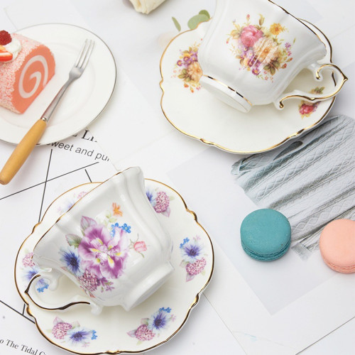 金邊浮雕下午茶牛奶水杯子家用陶瓷咖啡杯碟廣告禮品骨瓷杯碟 金邊浮雕下午茶牛奶水杯子家用陶瓷咖啡杯碟廣告禮品骨瓷杯碟