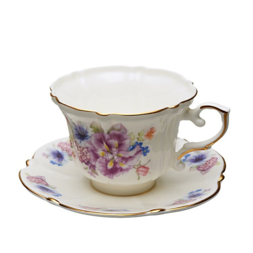 金邊浮雕下午茶牛奶水杯子家用陶瓷咖啡杯碟廣告禮品骨瓷杯碟 金邊浮雕下午茶牛奶水杯子家用陶瓷咖啡杯碟廣告禮品骨瓷杯碟