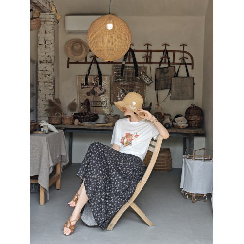 輕城蘇小糖|小花裙 復古碎花裙女夏季松緊高腰寬鬆a字半身長裙子