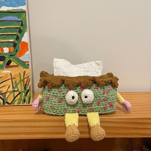 手工自製創意紙巾盒編織diy材料包毛線鉤針大眼仔怪獸抽紙袋擺件 手工自製創意紙巾盒編織diy材料包毛線鉤針大眼仔怪獸抽紙袋擺件