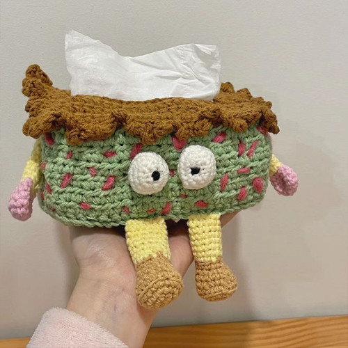 手工自製創意紙巾盒編織diy材料包毛線鉤針大眼仔怪獸抽紙袋擺件 手工自製創意紙巾盒編織diy材料包毛線鉤針大眼仔怪獸抽紙袋擺件