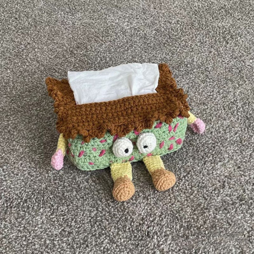 手工自製創意紙巾盒編織diy材料包毛線鉤針大眼仔怪獸抽紙袋擺件 手工自製創意紙巾盒編織diy材料包毛線鉤針大眼仔怪獸抽紙袋擺件