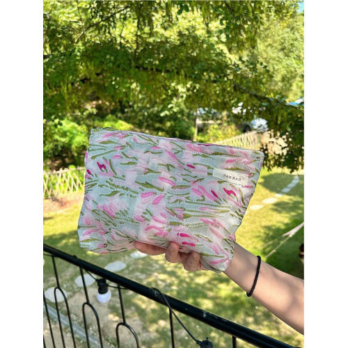 2023高顔值可攜式布藝化妝包大容量收納包女士洗漱用品化妝手提包