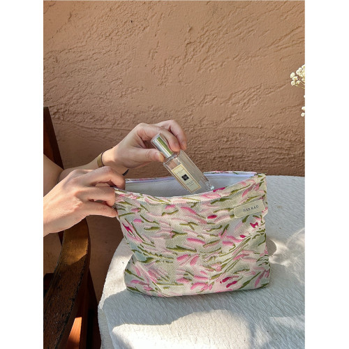 2023高顔值可攜式布藝化妝包大容量收納包女士洗漱用品化妝手提包