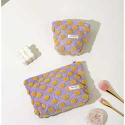 華夫格毛絨女士化妝包 旅行可攜式收納包 高顔值洗漱包大容量