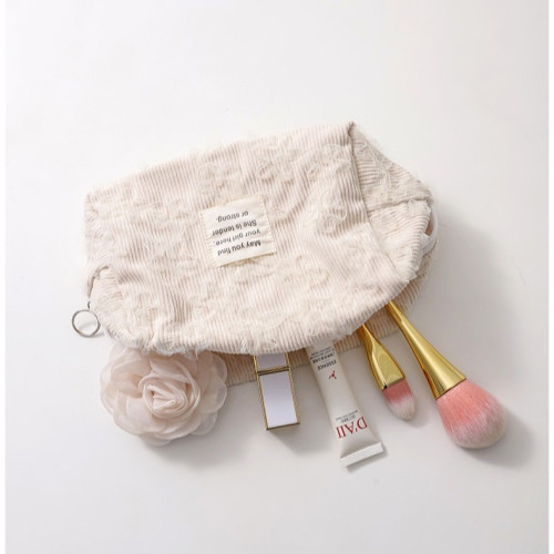 韓版立體蕾絲綉花燈芯絨化妝包高顔值護膚品收納包可攜式洗漱包 韓版立體蕾絲綉花燈芯絨化妝包高顔值護膚品收納包可攜式洗漱包