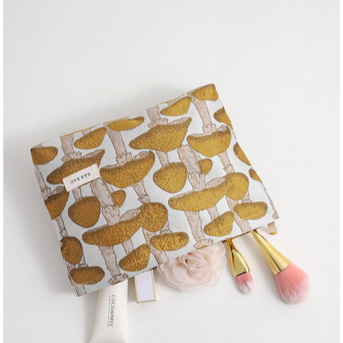 文藝復古提花蘑菇化妝包可攜式洗漱包內膽包旅行護膚品收納袋帆布包 文藝復古提花蘑菇化妝包可攜式洗漱包內膽包旅行護膚品收納袋帆布包