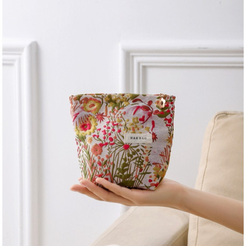 小衆復古繁花色織提花化妝可攜式收納包高顔值隨身攜帶洗漱包手拿包 小衆復古繁花色織提花化妝可攜式收納包高顔值隨身攜帶洗漱包手拿包