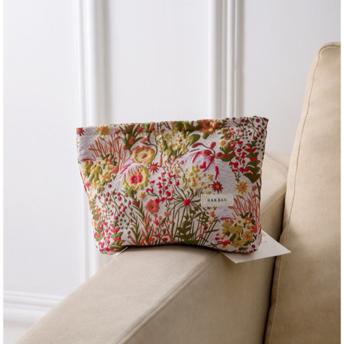 小衆復古繁花色織提花化妝可攜式收納包高顔值隨身攜帶洗漱包手拿包 小衆復古繁花色織提花化妝可攜式收納包高顔值隨身攜帶洗漱包手拿包