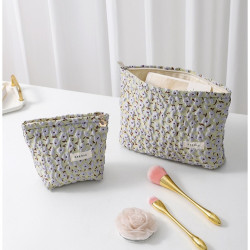 小衆in’s風撞色碎花高級感提花化妝包女護膚品收納包大容量內膽