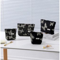 新款國風金絲蝴蝶日常搭配化妝包大容量高級感護膚品收納包手拿包