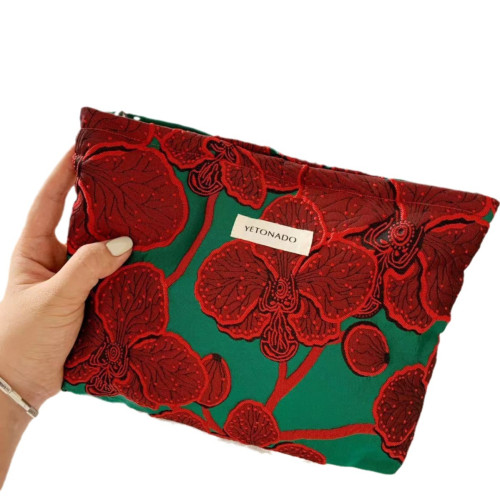 氣質復古提花化妝包大容量護膚品收納包外出可攜式洗漱包旅行手拿包 氣質復古提花化妝包大容量護膚品收納包外出可攜式洗漱包旅行手拿包