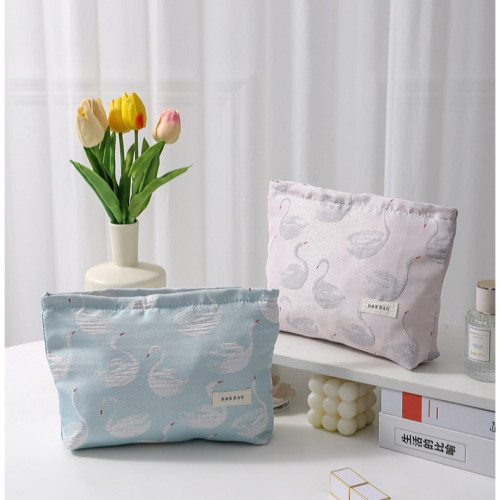 新款小清新天鵞提花撞色化妝袋旅行化妝收納包手拿包內膽包帆布包 新款小清新天鵞提花撞色化妝袋旅行化妝收納包手拿包內膽包帆布包