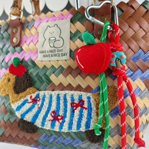 法式復古美拉德風手提包臘腸狗編織包菜籃子女士大容量海邊度假包 法式復古美拉德風手提包臘腸狗編織包菜籃子女士大容量海邊度假包