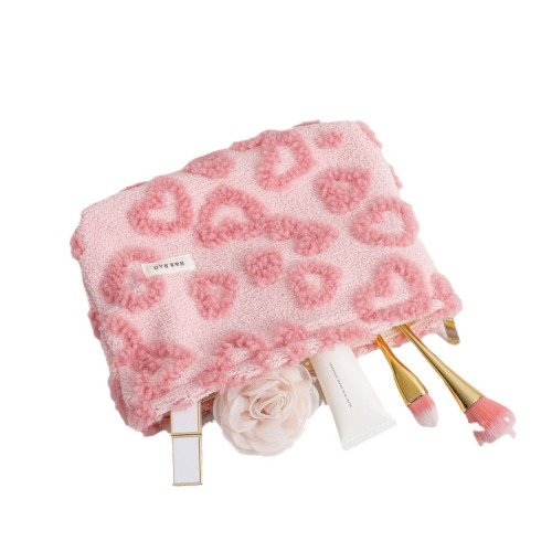 新款毛絨清新可愛愛心化妝包可攜式護膚品口紅收納包手拿包內膽包 新款毛絨清新可愛愛心化妝包可攜式護膚品口紅收納包手拿包內膽包