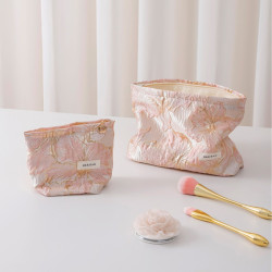 新款小清新提花花朵化妝袋大容量旅行護膚品收納包手拿包內膽包