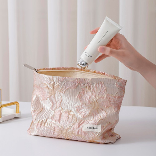 新款小清新提花花朵化妝袋大容量旅行護膚品收納包手拿包內膽包 新款小清新提花花朵化妝袋大容量旅行護膚品收納包手拿包內膽包