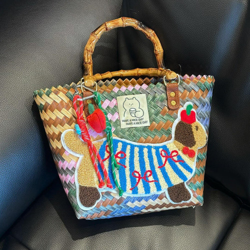 臘腸狗菜籃子包包女手提包2025新款編織包托特包水桶包高級小拎包 臘腸狗菜籃子包包女手提包2025新款編織包托特包水桶包高級小拎包