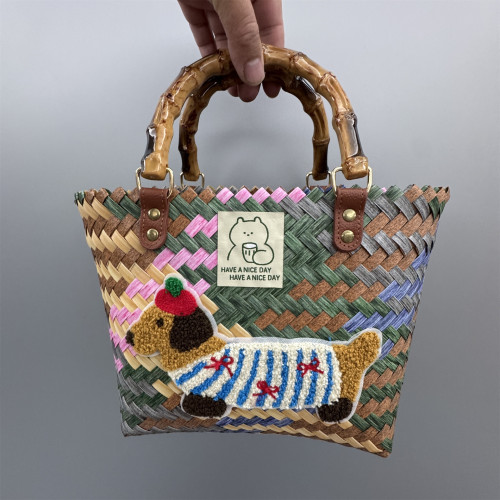 小紅書同款復古臘腸狗編織包包女士手提包托特包手拎包伴手禮籃子 小紅書同款復古臘腸狗編織包包女士手提包托特包手拎包伴手禮籃子