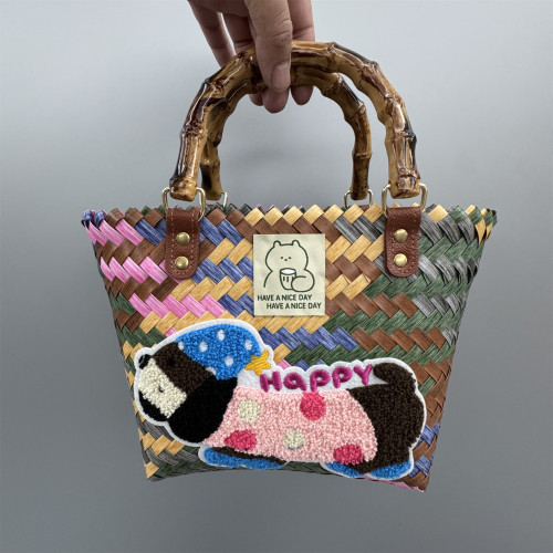 小紅書同款復古臘腸狗編織包包女士手提包托特包手拎包伴手禮籃子 小紅書同款復古臘腸狗編織包包女士手提包托特包手拎包伴手禮籃子