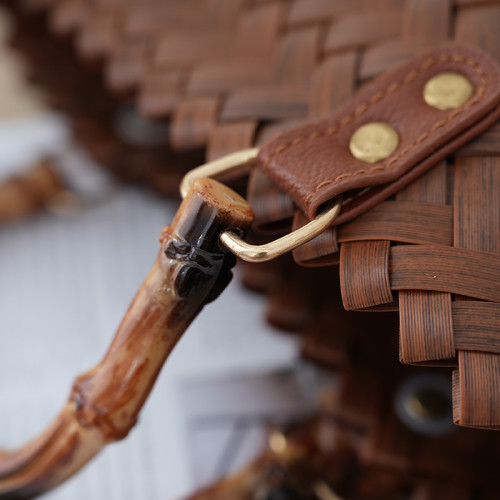 新款藤編手提包竹節包復古簡約竹編托特包大容量購物包百搭編織包