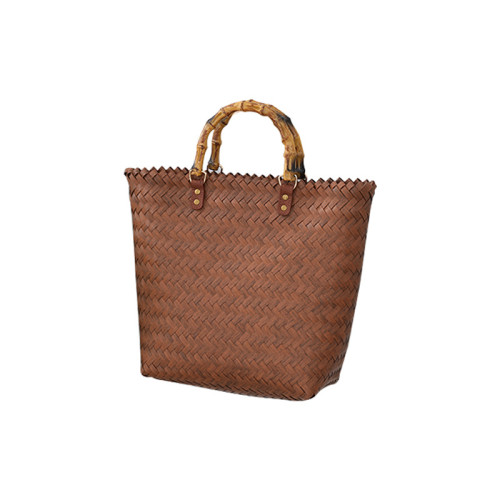 法式復古手提包竹把手編織包大容量時尚簡約百搭手提菜籃子竹節包 法式復古手提包竹把手編織包大容量時尚簡約百搭手提菜籃子竹節包