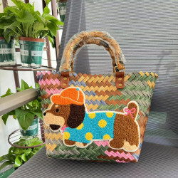 2024新款多巴胺彩色編織包DIY原型包是u提菜籃子包包