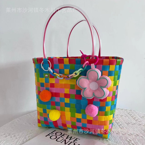 2024新款多巴胺彩色編織包DIY原型包是u提菜籃子包包 2024新款多巴胺彩色編織包DIY原型包是u提菜籃子包包