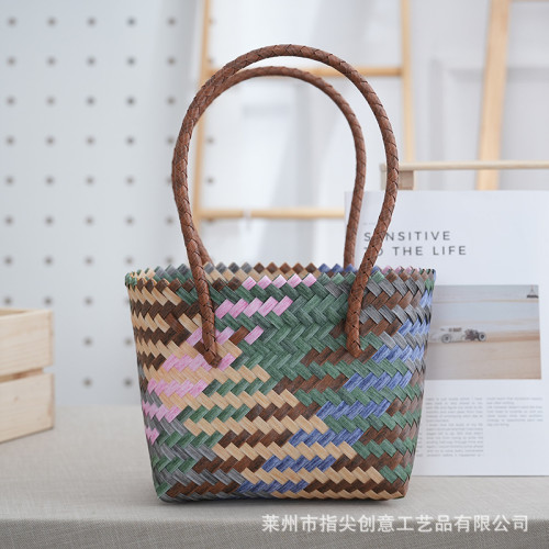 復古法式大容量手工編織包伴手禮菜籃子女士手提包海邊度假沙灘包 復古法式大容量手工編織包伴手禮菜籃子女士手提包海邊度假沙灘包