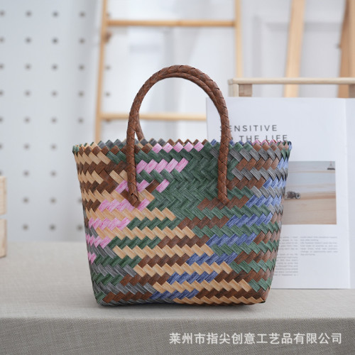 復古法式大容量手工編織包伴手禮菜籃子女士手提包海邊度假沙灘包 復古法式大容量手工編織包伴手禮菜籃子女士手提包海邊度假沙灘包