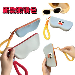 卡通可愛可攜式矽膠眼鏡袋撞色墨鏡太陽鏡保護套掛包眼鏡盒收納包