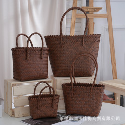 簡約時尚塑編包單肩草編包腋下包出行百搭編織包手工塑編包