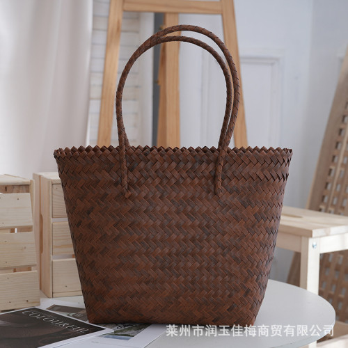 簡約時尚塑編包單肩草編包腋下包出行百搭編織包手工塑編包 簡約時尚塑編包單肩草編包腋下包出行百搭編織包手工塑編包