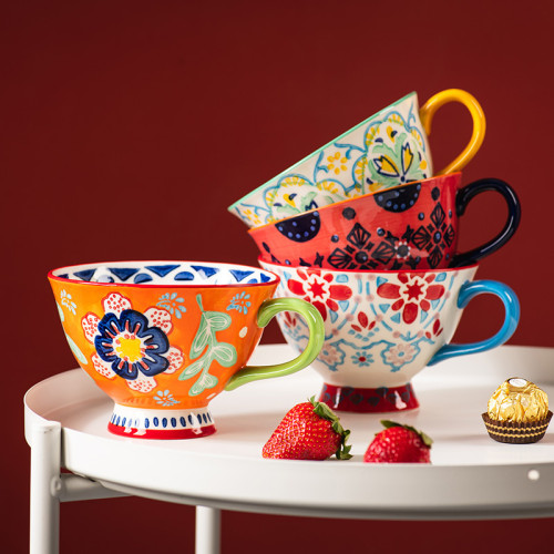 繁花馬克杯陶瓷大容量早餐牛奶水杯女家用北歐ins咖啡杯 繁花馬克杯陶瓷大容量早餐牛奶水杯女家用北歐ins咖啡杯